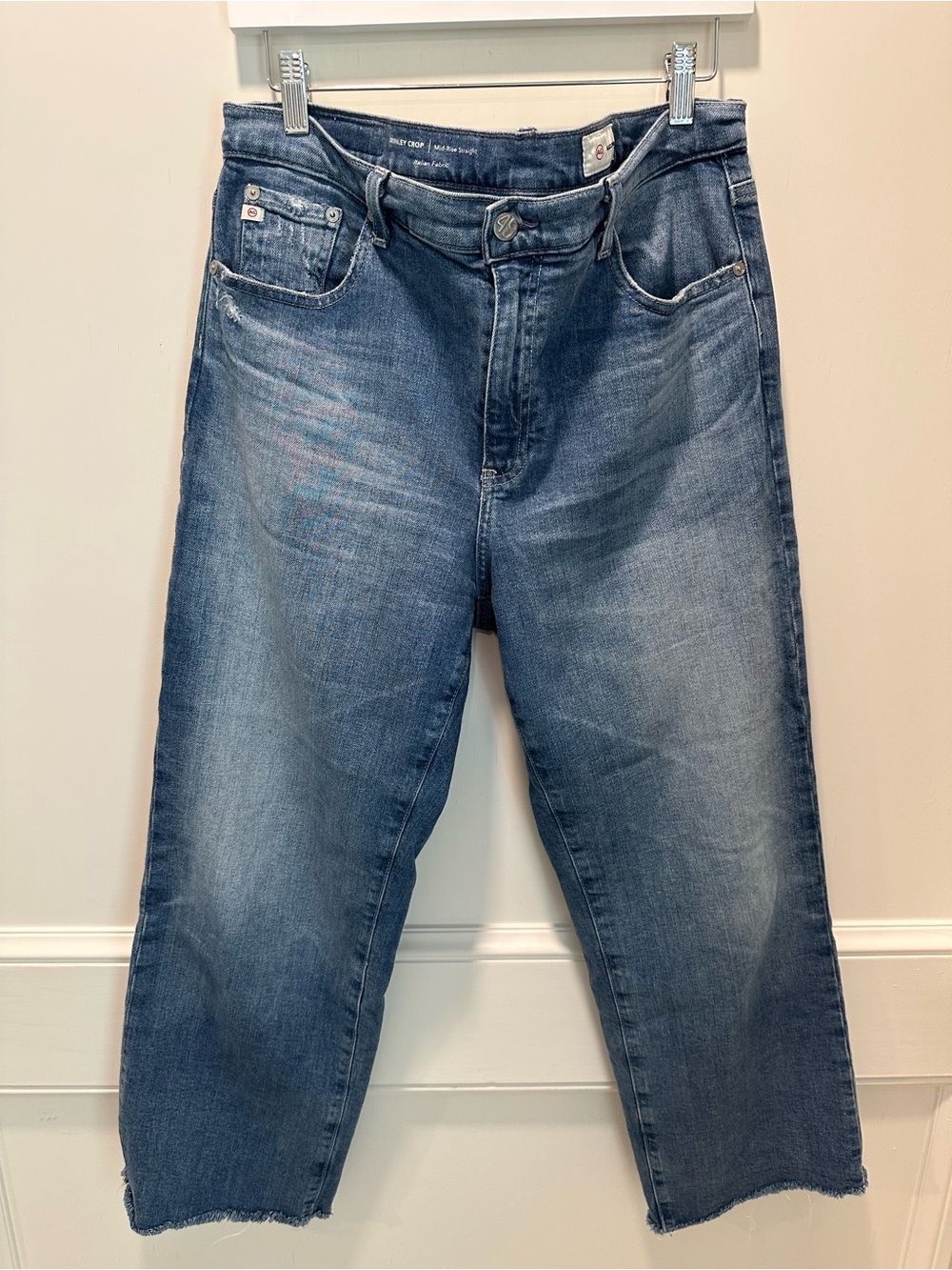 AG Adriano Goldschmied Brinley Crop Straight Leg Jeans in Faded Blue Wash